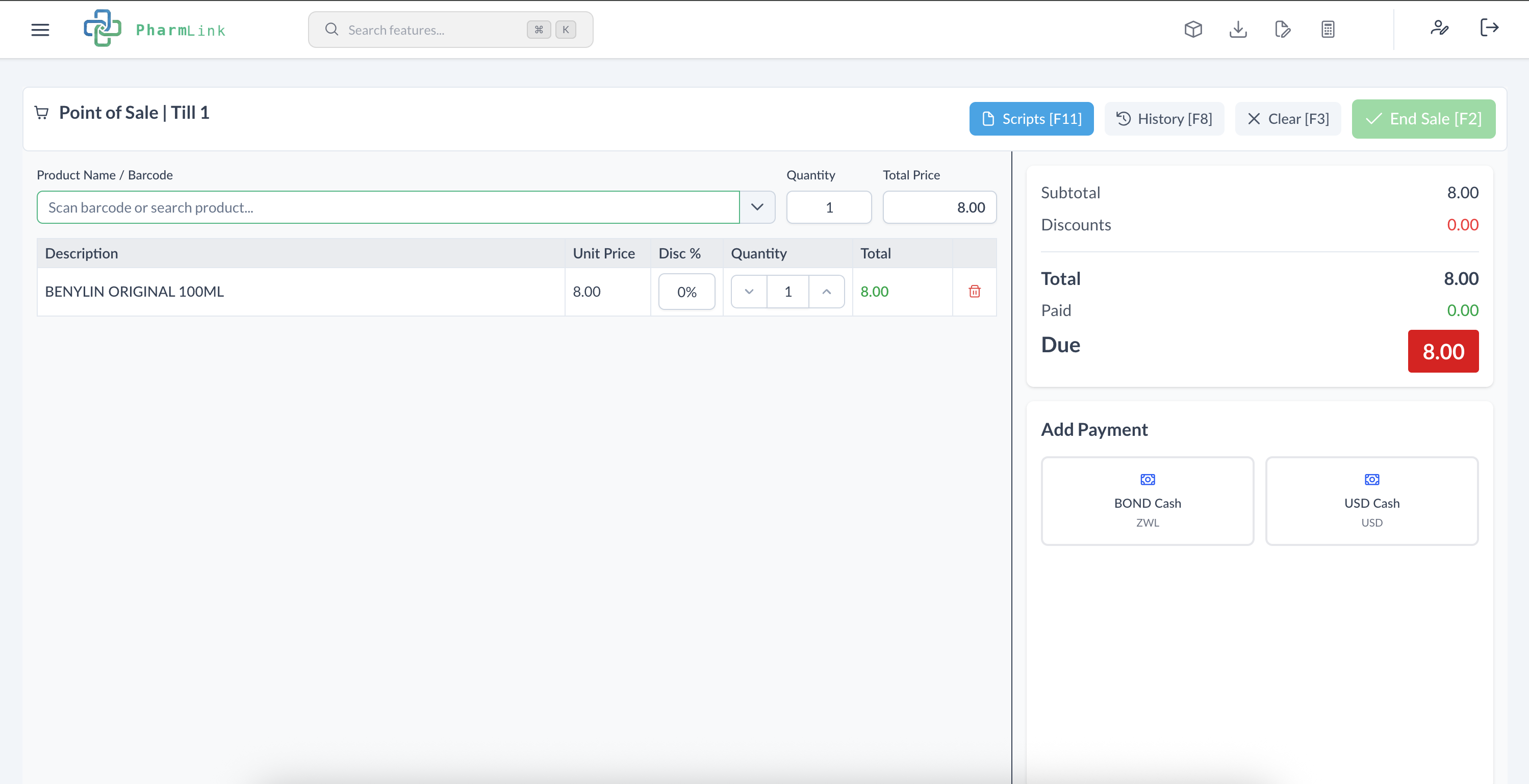 Point of Sale Interface